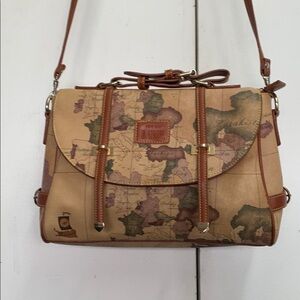 Tan and Brown Crossbody Bag with Camouflage Pattern
